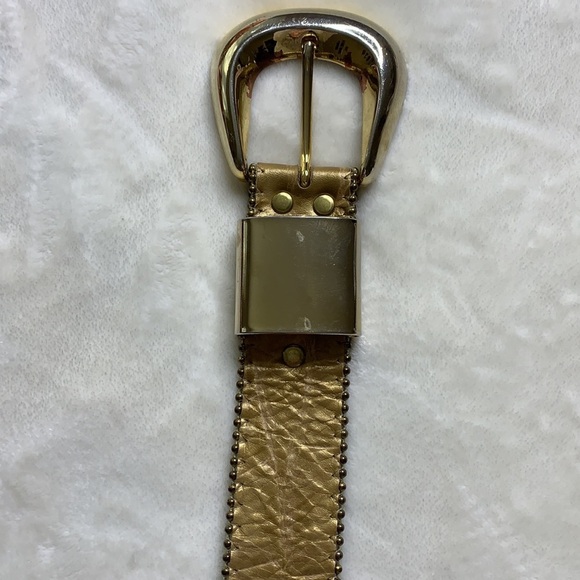 B.B. SIMON Gold Leather Studded Statement Glam Belt, M - Picture 6 of 16